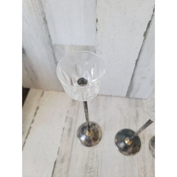 Landes crystal Italy brass candle holder set home decor - Picture 5 of 10